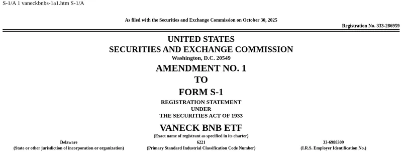 VanEck放弃BNBETF质押计划，监管风险加剧