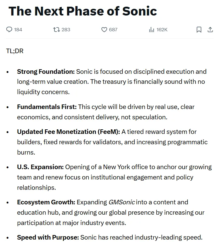 SonicLabs战略转型聚焦长期价值与代币可持续性