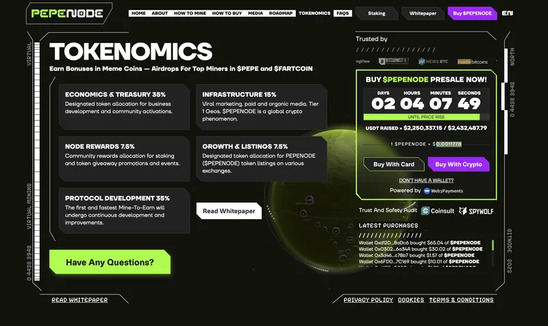 PEPENODE website - next altcoin to turn $100 into $10,000.