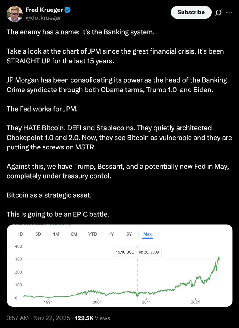 比特币支持者发起抵制摩根大通运动，呼吁关注Strategy