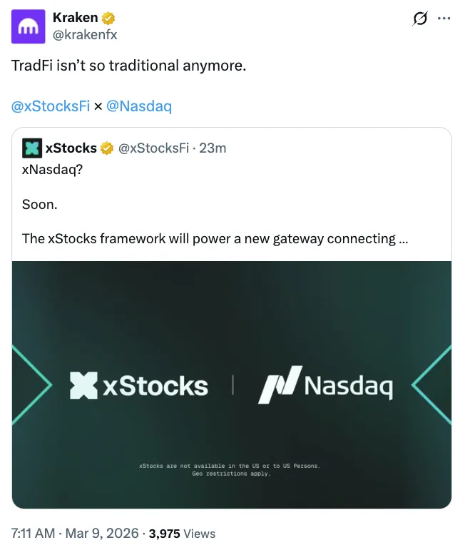 Kraken, Nasdaq, Tokenization, RWA Tokenization