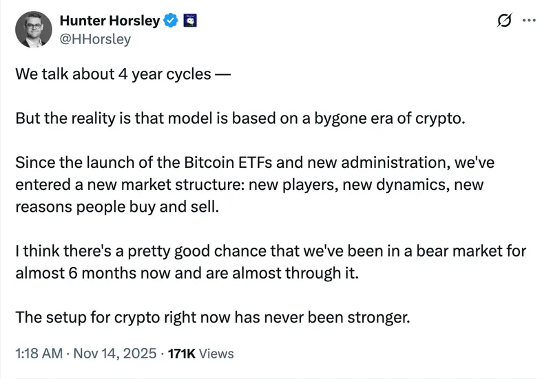 Bitwise首席执行官：加密市场基本面强劲，熊市或将结束