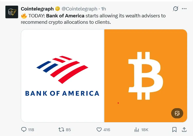 Bank of America, Bitcoin ETF, Institutions