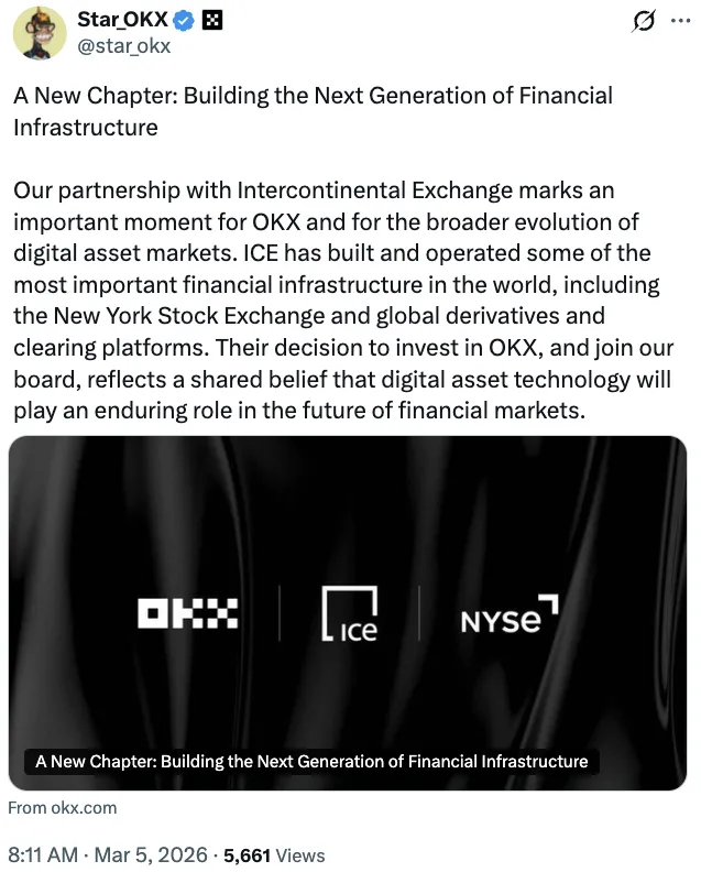 NYSE, Funding, United States, OKX, Tokenization