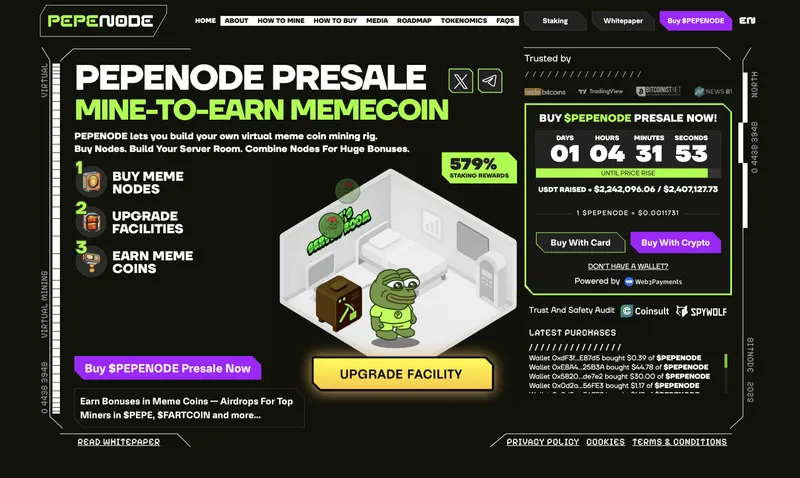 PEPENODE website - next altcoin to turn $100 into $10,000.